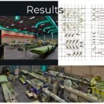 Multiple views of industrial piping production line showing machinery layout and operational zones.