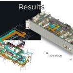 3D BIM model of Sina Hospital mechanical systems including HVAC ducts and architectural details.